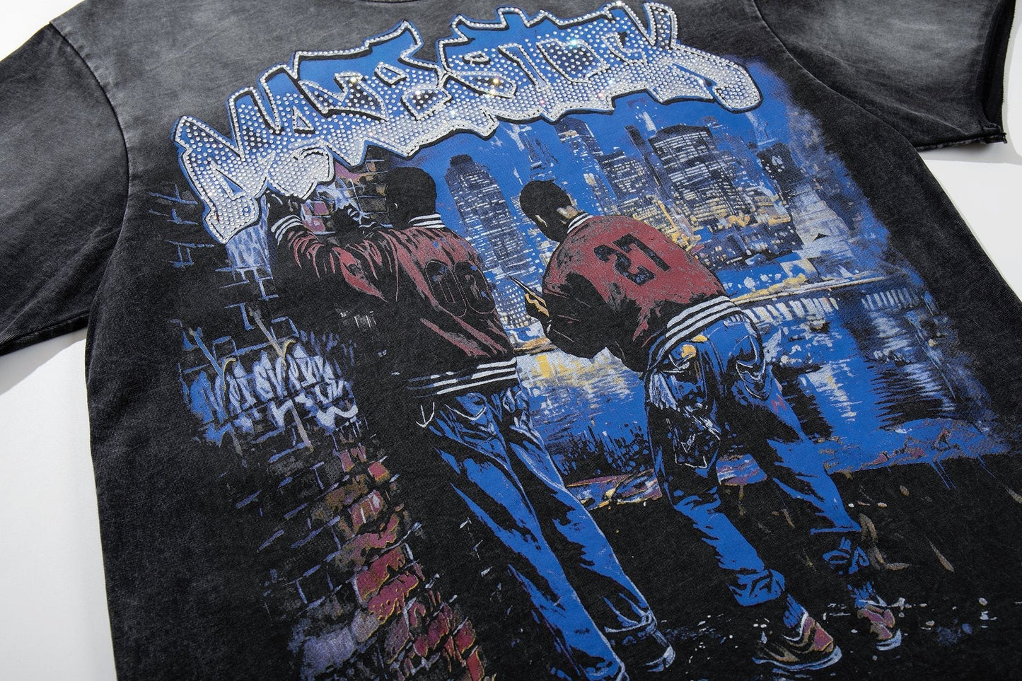 MAJESTIK Washed Black Tour Graphic T-Shirt ¡ª detail